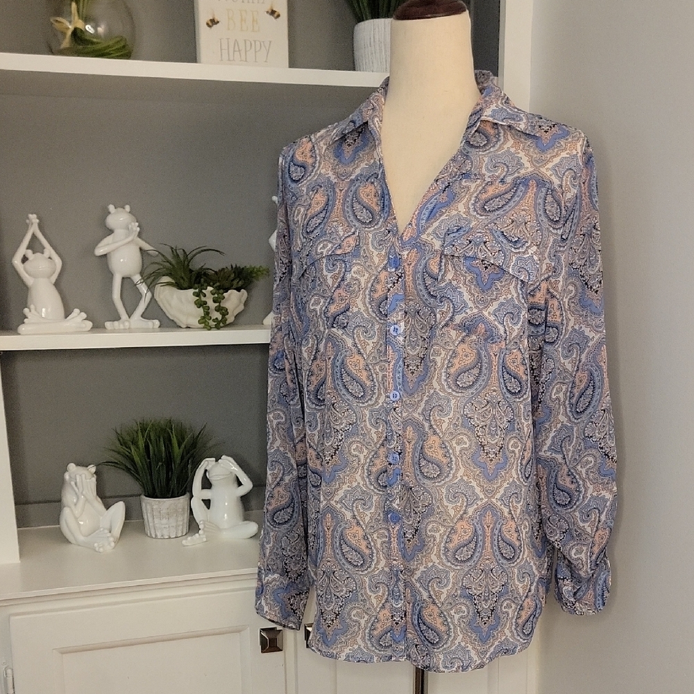 Paisley Button-Down Shirt -Lavender and Pink Hues